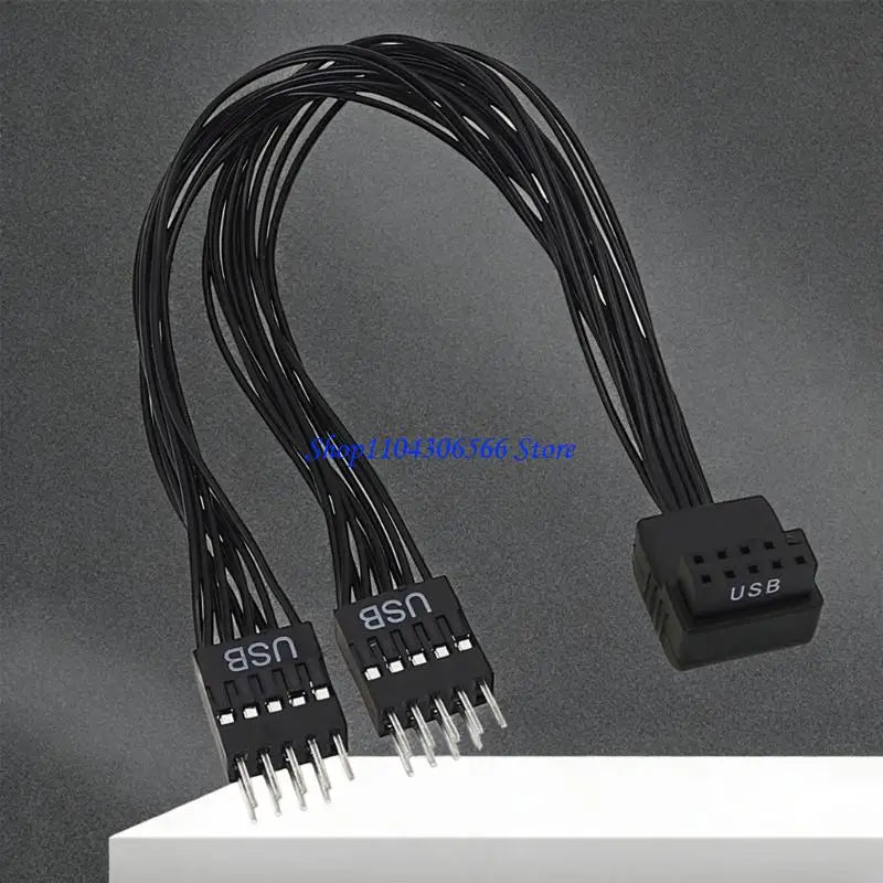 HD Audio 9-Pin Splitter Cable – 90° Dual Port for PC Audio Splitter Cable HIP