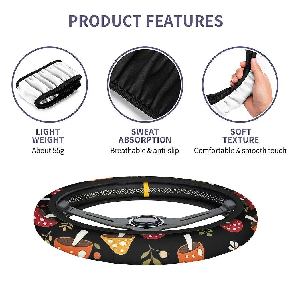 Forest Mushroom Steering Wheel Cover – Soft & Breathable Steering Wheel Cover HIP