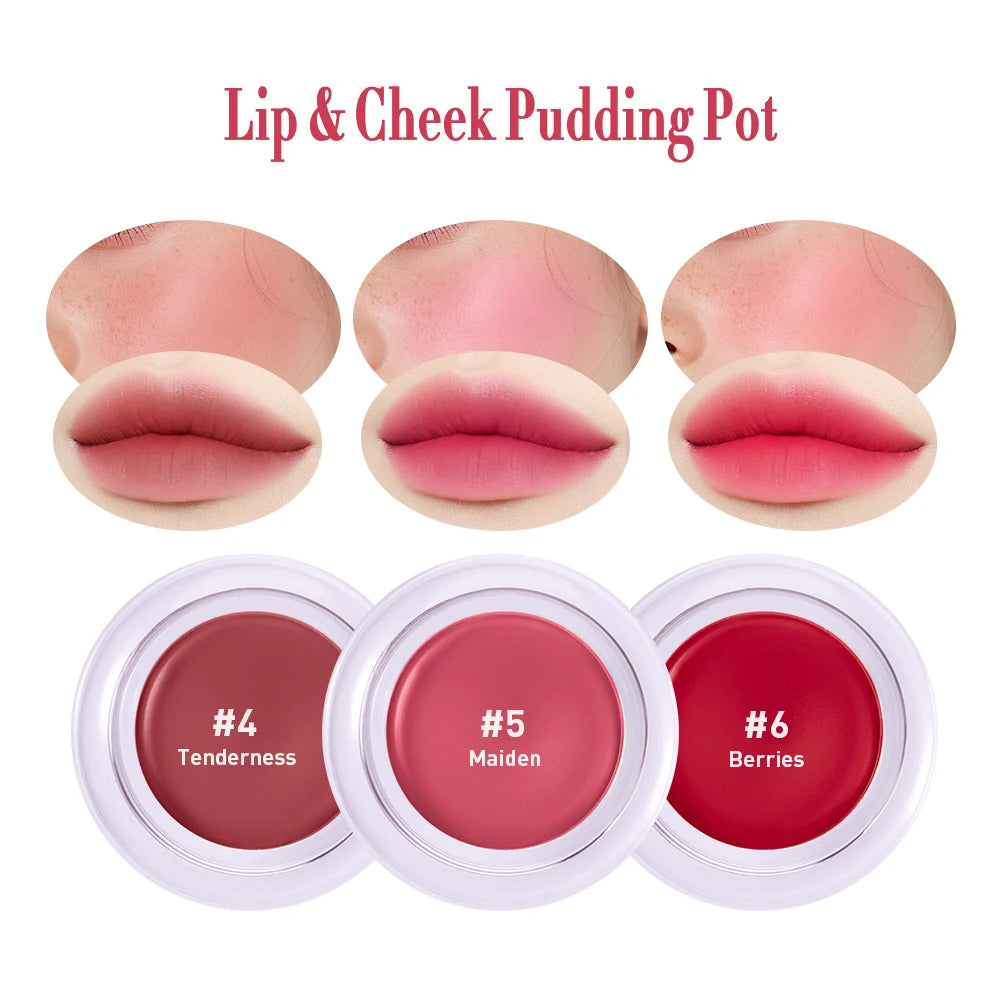 Lip&Cheek Blurry Pudding Pot Blushed Moment Blur blush Baby Makeup 5g Blush Buildable Lightweight Multi-Use Soft Matte Finish HIP