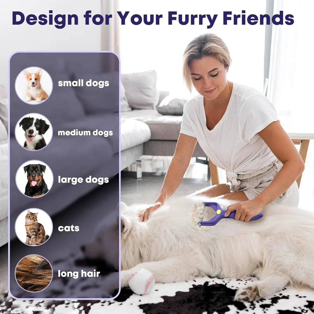 3-in-1 Deshedding Grooming Rake Brush for Dogs & Cats Pet Grooming Rake HIP