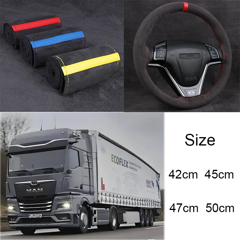 Extra Large Suede Steering Wheel Cover 42–50cm Truck Bus Steering Wheel Cover HIP