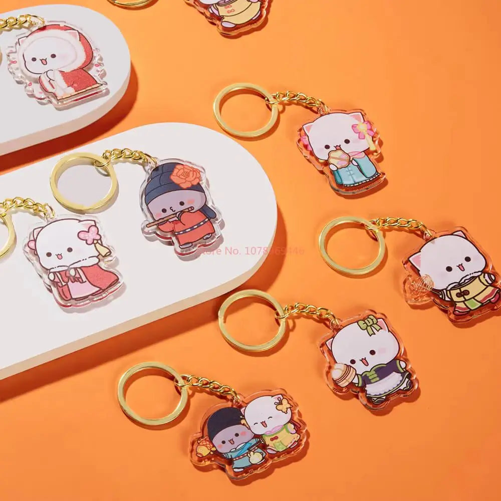 10-Pack Mitao Cat Kawaii Acrylic Keychain Pendants | Gift Set Acrylic Keychain Set HIP