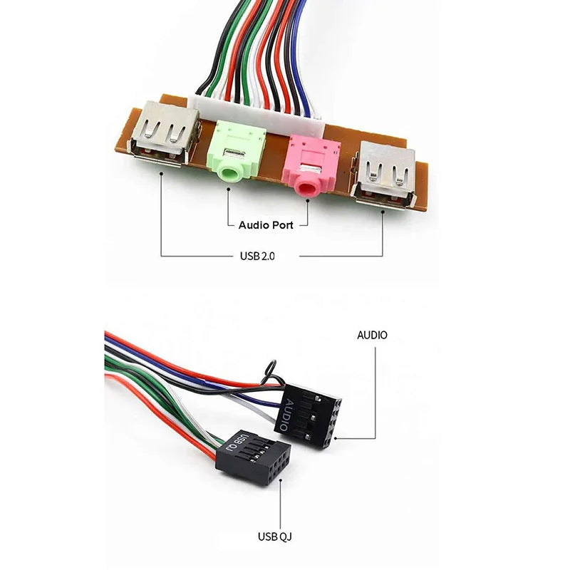 PC Front Panel USB & Audio Adapter – 6.8/7.4/7.8cm | OULLX Front Panel Adapter HIP