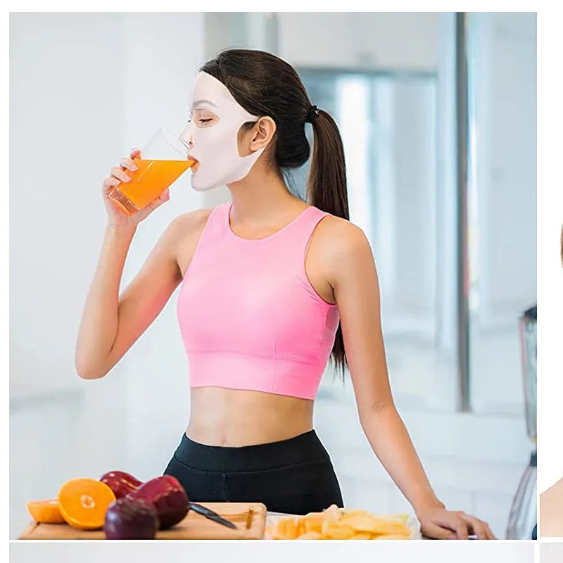 Silicone Face Mask Reusable Moisturizing Lifting Firming Anti Wrinkle V Shape Face Firming Gel Sheet Mask Ear Fixed Skin Care HIP