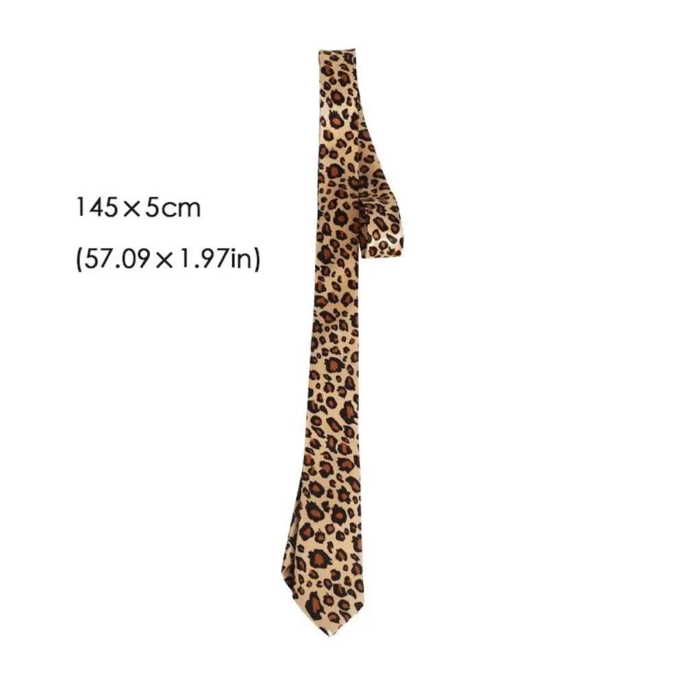 Retro Narrow Necktie – Striped & Leopard Print | 5cm Wide Narrow Necktie HIP