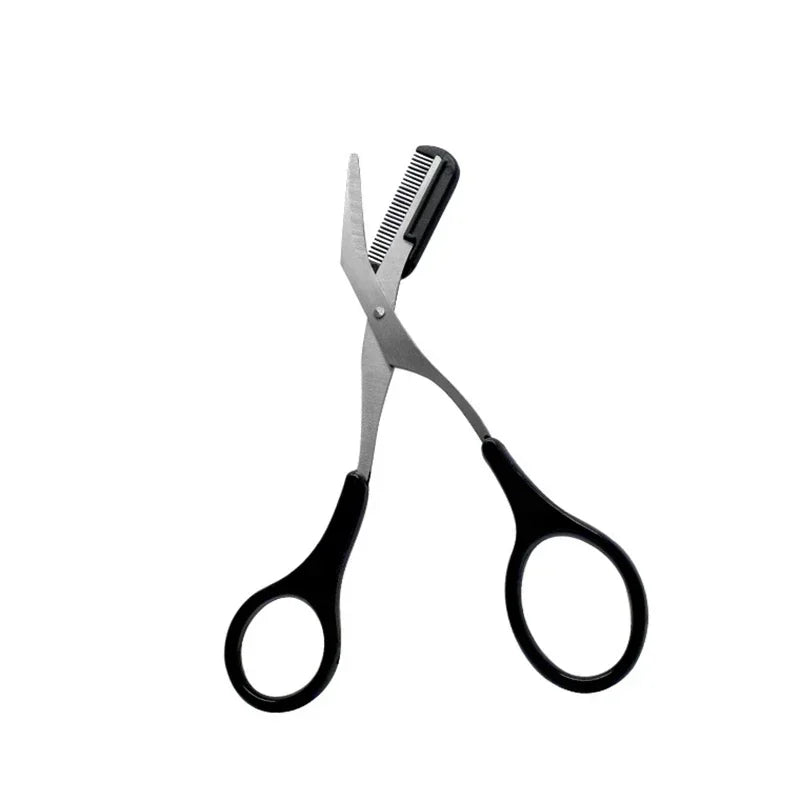 1pcs Eyebrow Trimmer Scissors Comb Eyelash Hair Scissors Clips Shaping Eyebrow Razor Grooming wenkbrauw trimmer 5 Color HIP 02Black