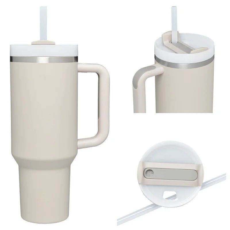 40oz Insulated Tumbler with Handle & Straw – Stainless Steel Insulated Tumbler HIP