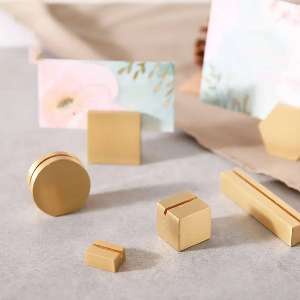 Brass Business Card & Photo Clip Holder – Desktop Organizer Desktop Card Holder HIP