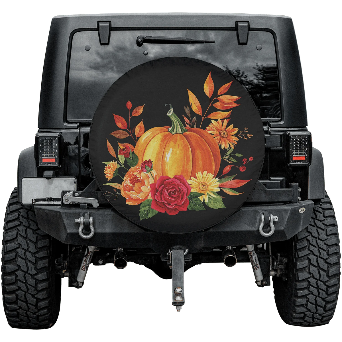 Halloween Pumpkin Floral Spare Tire Cover – No Camera Hole Spare Tire Cover HIP Blue 14in