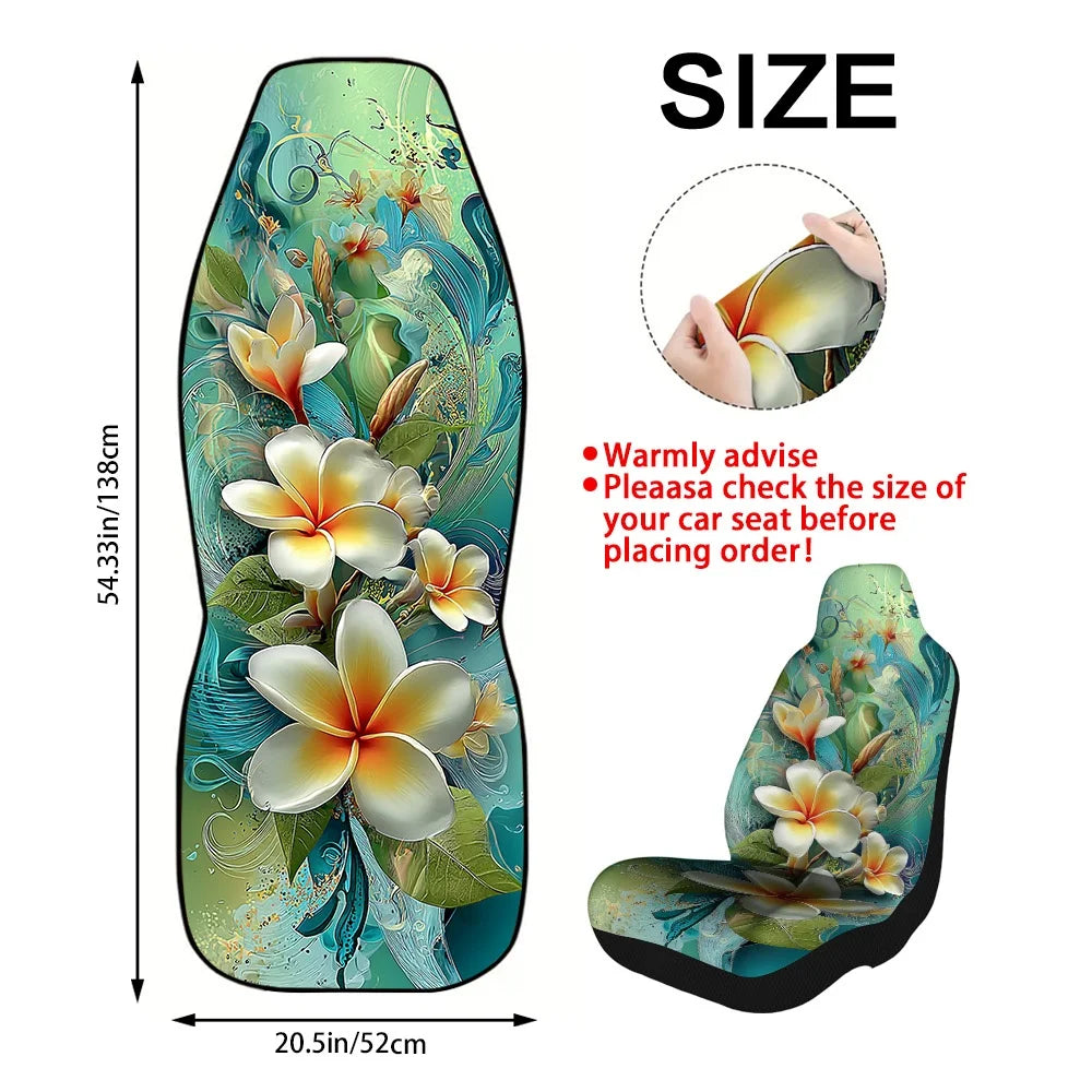 Teal Frangipani Car Seat Covers – 2pc Universal Front Set Car Seat Covers HIP