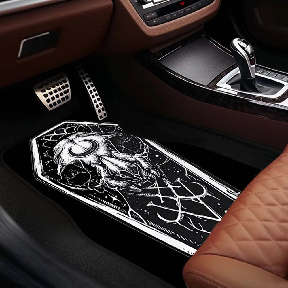 Gothic Coffin Print Car Floor Mats – 4-Piece Full Coverage Set Car Floor Mat Set HIP