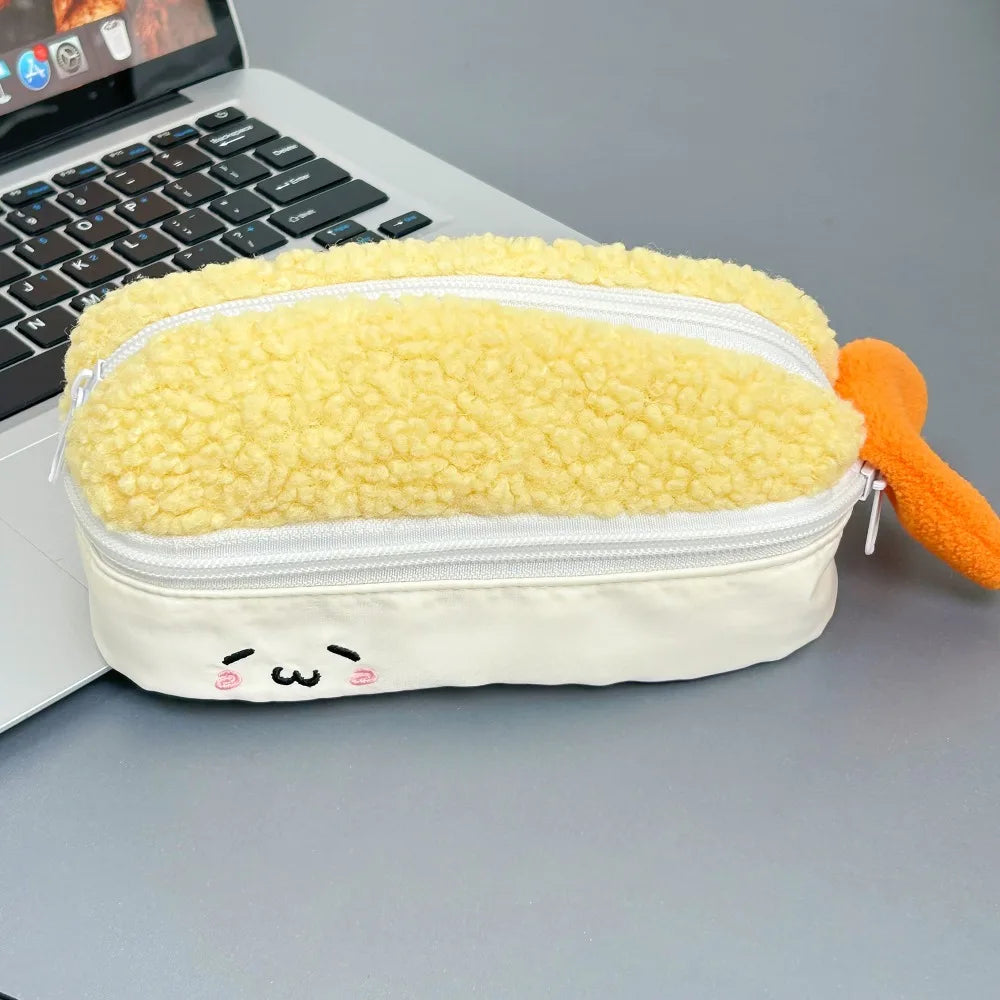 Fried Shrimp Pencil Case – Double Layer Large Capacity Pen Bag Novelty Pencil Case HIP Fried Shrimp