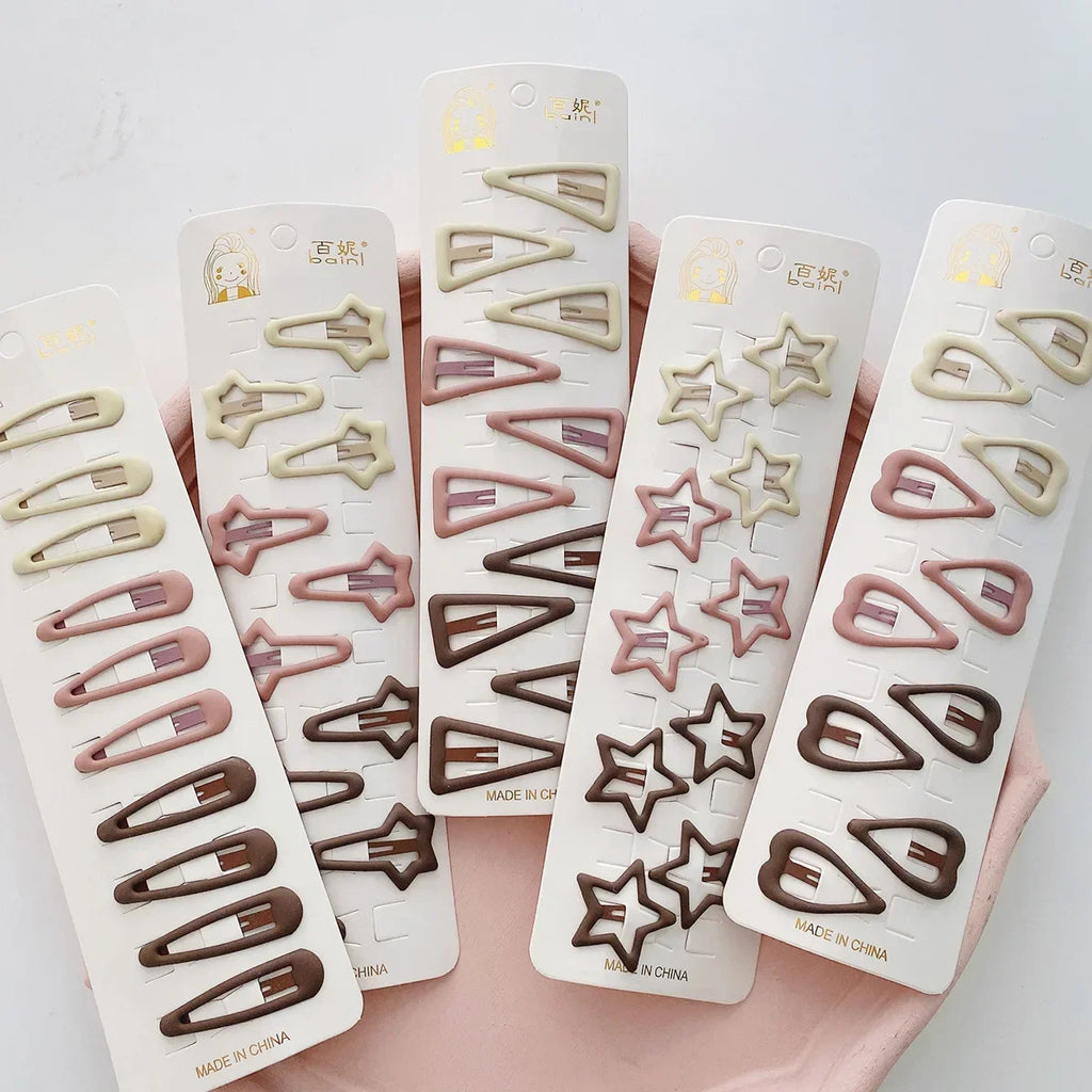 10-Pc Kids Heart & Star Hair Clips – Korean Barrette Set Kids Hair Clips HIP