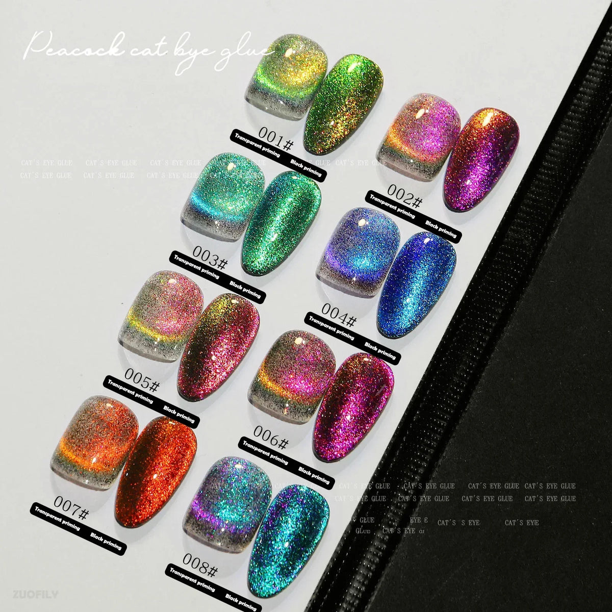 8ml 9D Chameleon Cat Magnetic Gel Nail Polish Double Color Semi Permanent UV Gel Varnish Color Changing Peacock Cat Eye Nail Gel HIP
