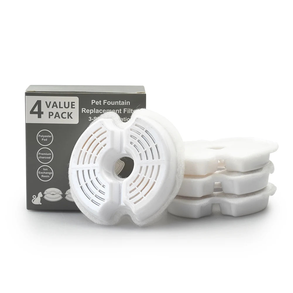 Pack of 8/12 Pet Water Fountain Filters Cat Dog Replacement Activated Carbon Filter Multiple Filtration Fit for 1.6L/2L/2.4L/3L HIP 4pcs B