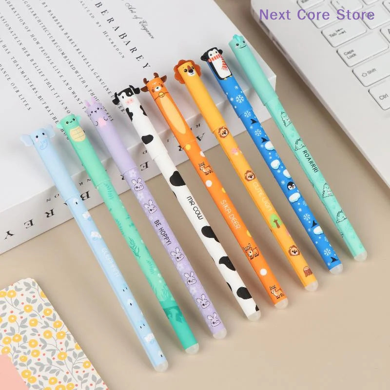 8-Pack Colorful Erasable Gel Pens – Animal Design 0.5mm Erasable Gel Pen Set HIP