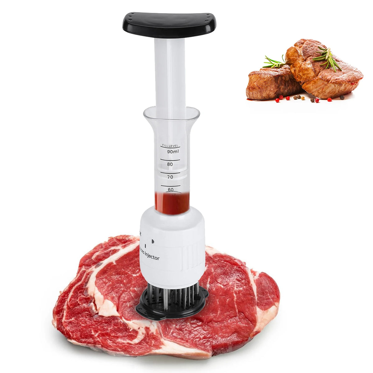 Meat Marinade Tenderizer Needle Injector Steaks Flavor Syringe Cook Kitchen Tool Meat Marinade Tenderizer Tenderizer Injector HIP