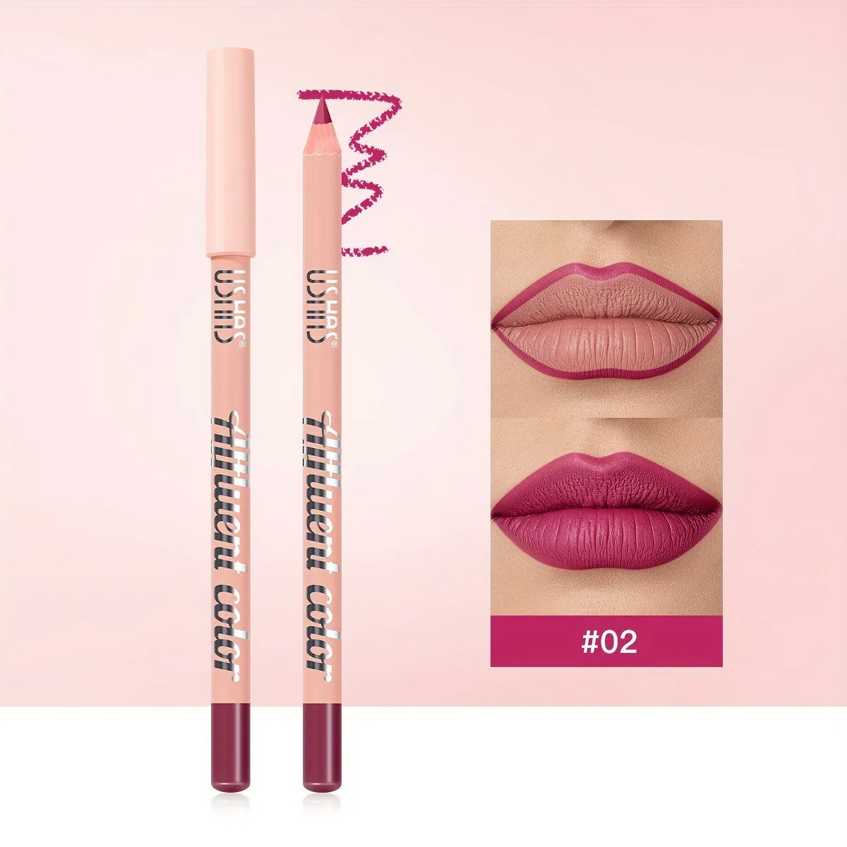 Ultra Matte Lip Liner Pencil Long-lasting Silky Smooth Outline and Filling Lips Contouring Versatile Shades for All Skin Types HIP 02