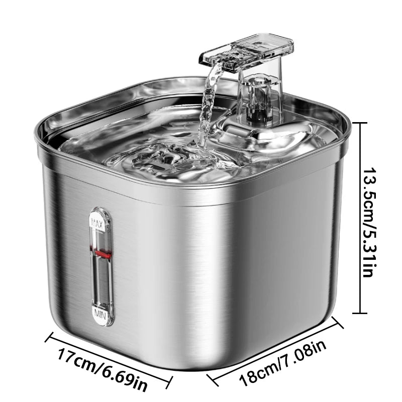 Cat Water Fountain Stainless Steel Pet Water Fountain for Cats Inside Filters&Ultra-Quiet Pump 2.2L/73oz Dog Pet Water Fountain HIP