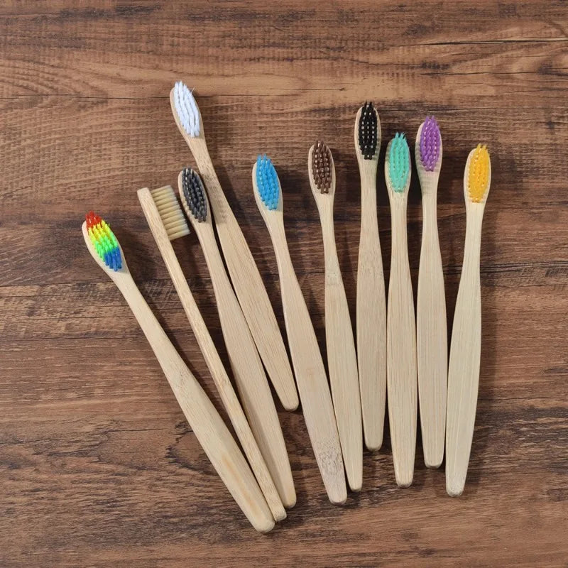 10-Pack Bamboo Toothbrushes BPA Free Charcoal Soft Bristle Bamboo Toothbrush Set HIP