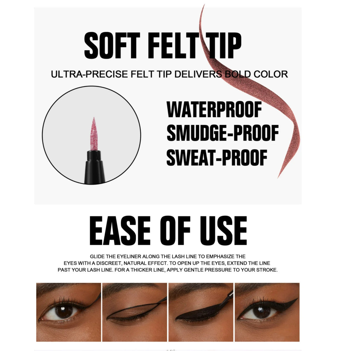 Handaiyan Glitter Metallic Liquid Eyeliner – Waterproof, 10 Colors Liquid Eyeliner HIP