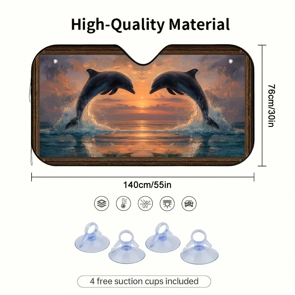 Dolphin Sunset Car Sunshade – Polyester Windshield Cover Car Sunshade HIP