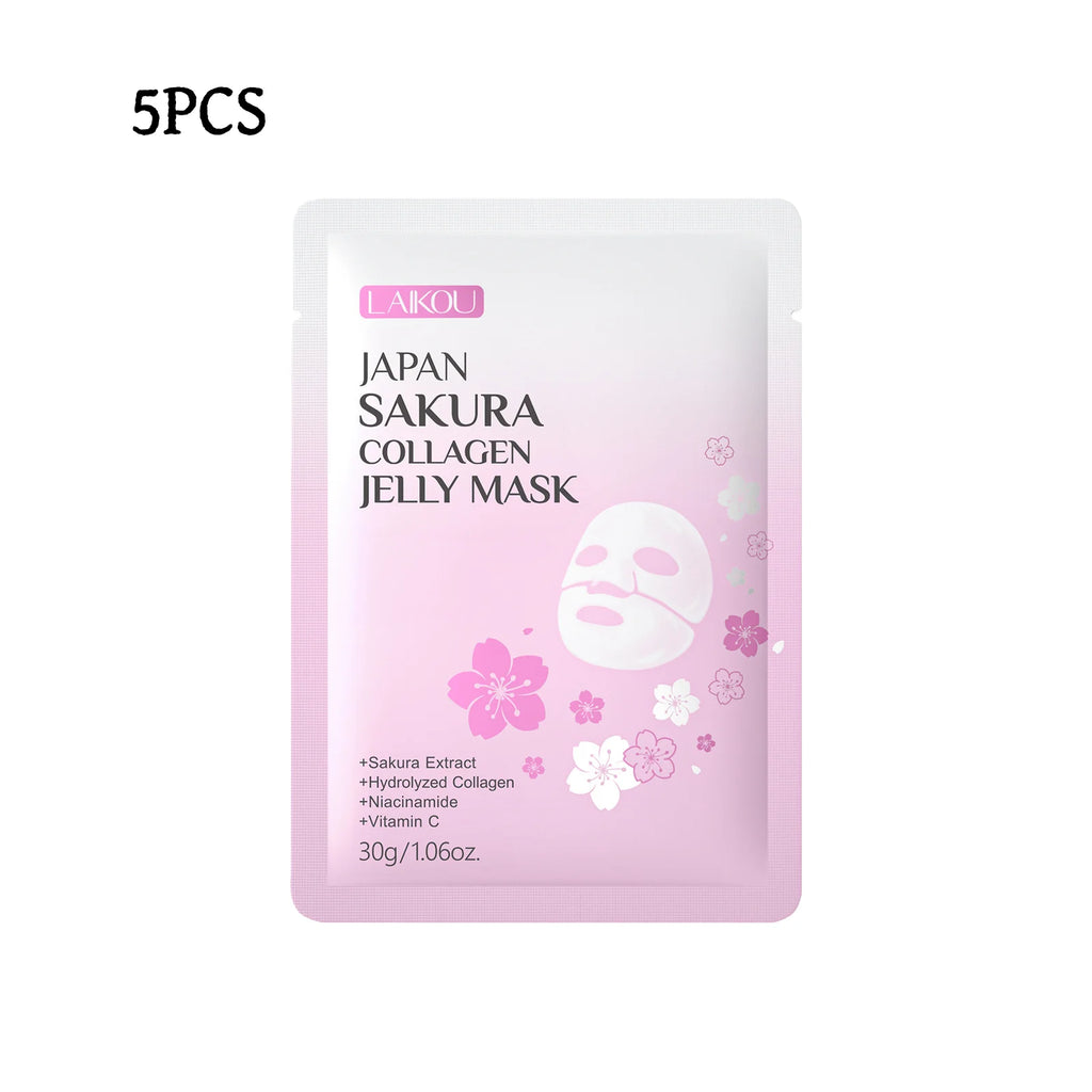 LAIKOU Sakura Collagen Jelly Face Mask 30g – Hydrate & Firm Collagen Gel Face Mask HIP 5PCS