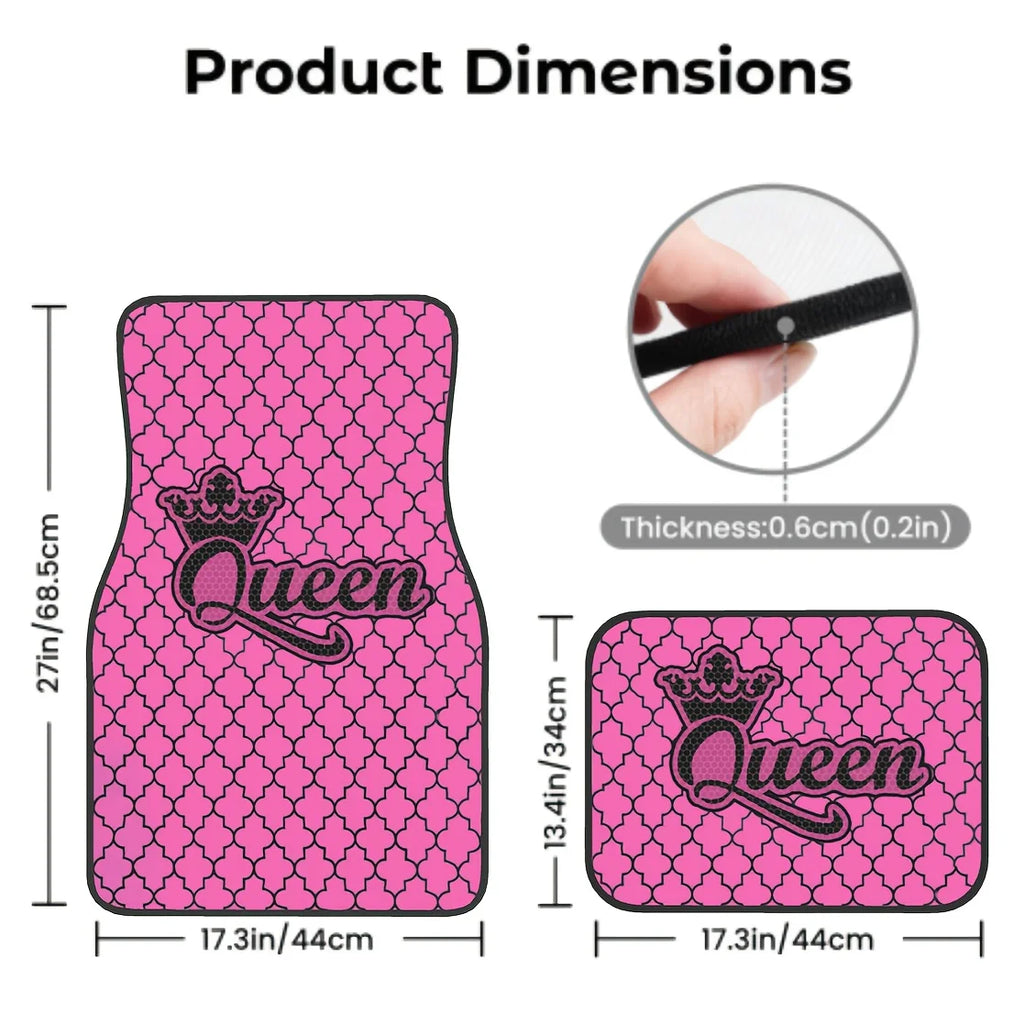Pink Queen Crown Car Floor Mats – 4pc Set | SUV, Van & Truck Car Floor Mats HIP