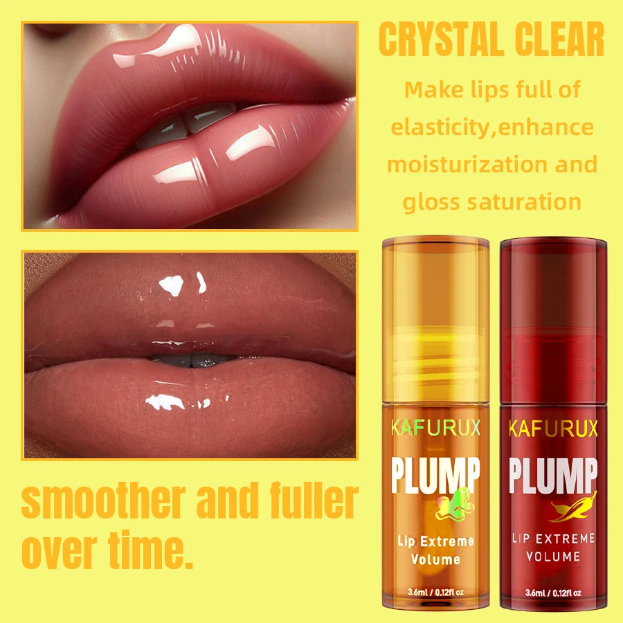 KAFURUX 2-Pc Lip Plumping Oil Gloss Serum – Moisturizing Lip Plumping Oil HIP