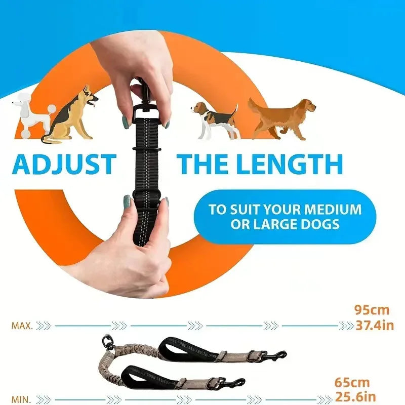 Double Dog Leash – Bungee Dual Leash with Padded Handles Double Dog Leash HIP