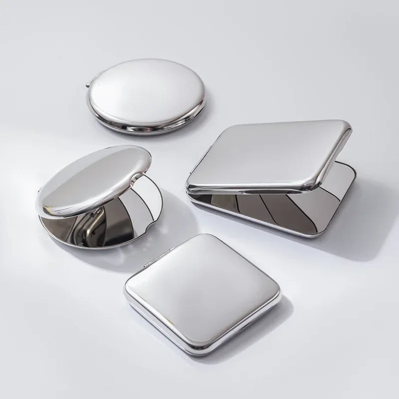 Foldable Double-Sided Pocket Mirror – Stainless Steel Travel Compact Makeup Mirror HIP