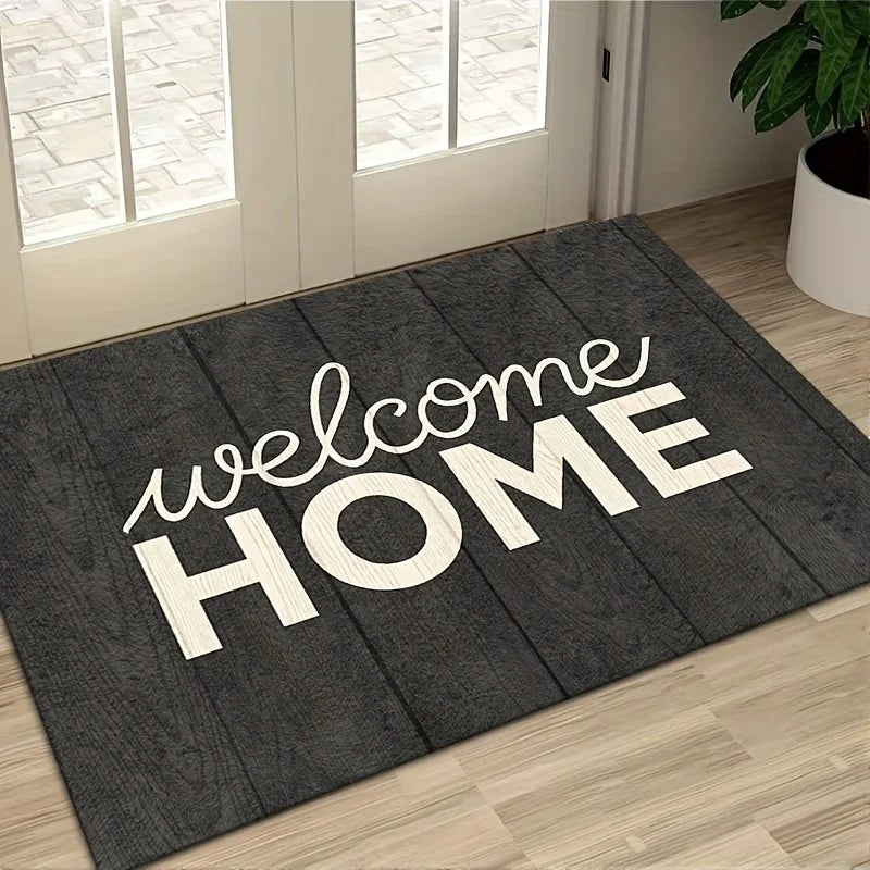 Wood Pattern Welcome Doormat – Non-Slip Washable Entry Rug Entry Floor Mat HIP