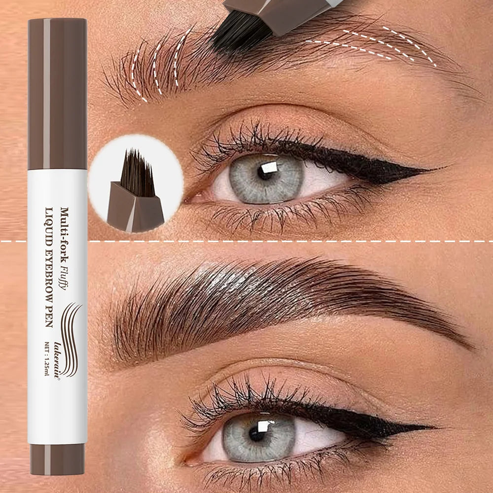 Long Lasting 4D Eyebrow Pen Multi Forks Liquid Pen Tip Fine Sketch Liquid Tattoo Brow Waterproof Precise Makeup HIP
