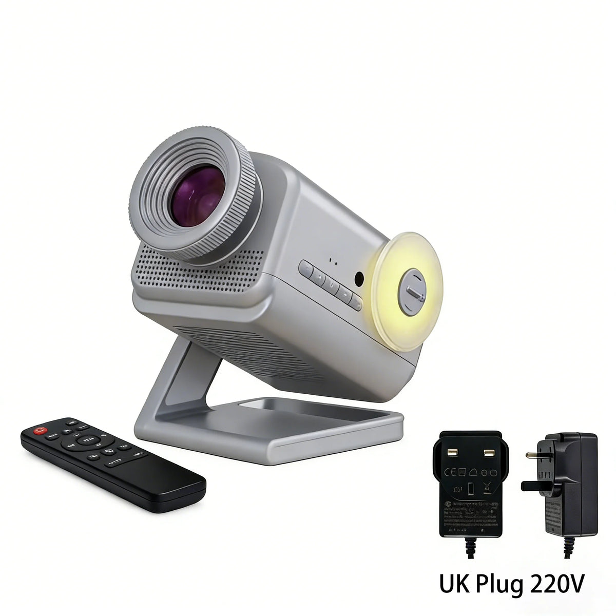Holographic Star Projector: 60 Dynamic Scenes, 3D HD Floating, Home Cinema Effect, Kids Bedroom Light HIP Silver Gray-UK plug China Mainland EU