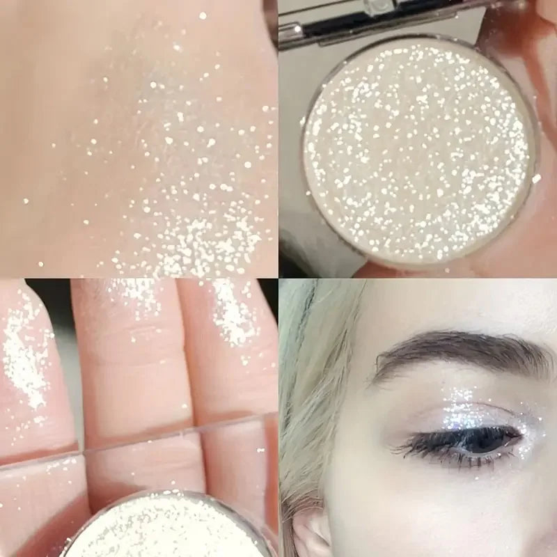 Glitter Eyeshadow, Single Highlighter, Shimmering Powder, Long Lasting Metallic Shimmer, Eyelid and Cheekbone Makeup HIP
