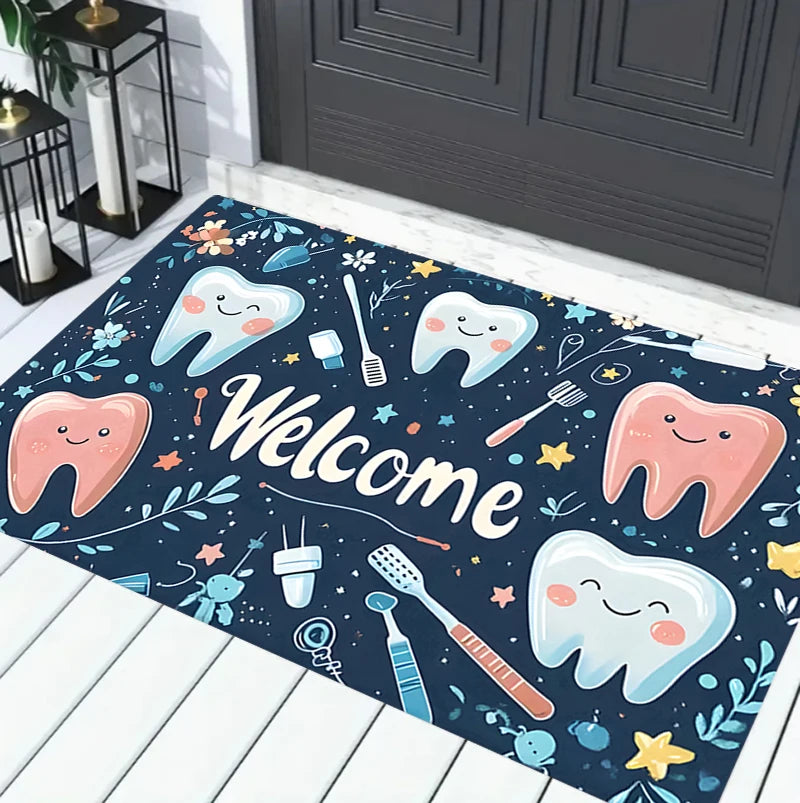 Dental Theme Anti-Slip Door Mat – Tooth Pattern Rug Decorative Door Mat HIP