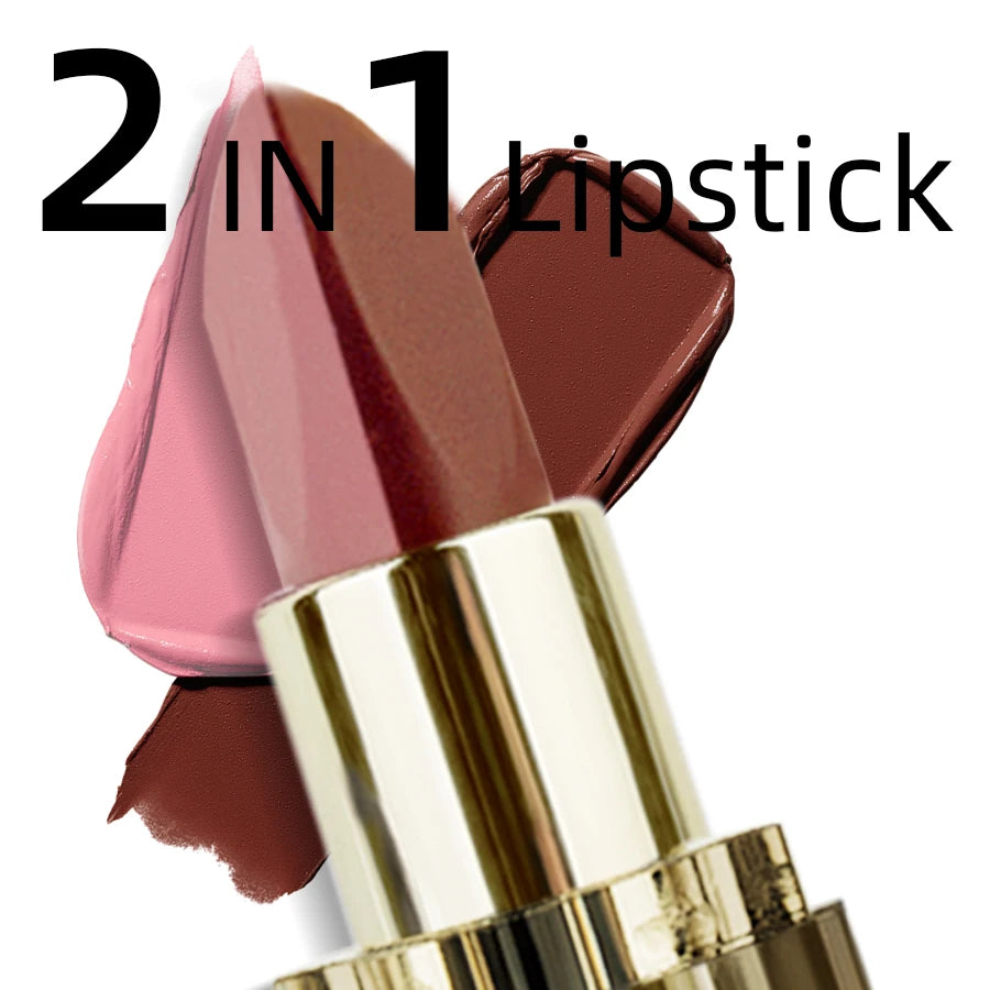 1pc Two-tone Matte Lipstick Pink Waterproof Lip Makeup Easy to Use Lipstick Refill Lip Tint, Long Lasting Lip Senior Cosmetic Gi HIP