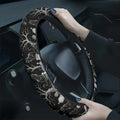 Black Cat Skull Gothic Steering Wheel Cover | Soft Grip Steering Wheel Cover HIP black