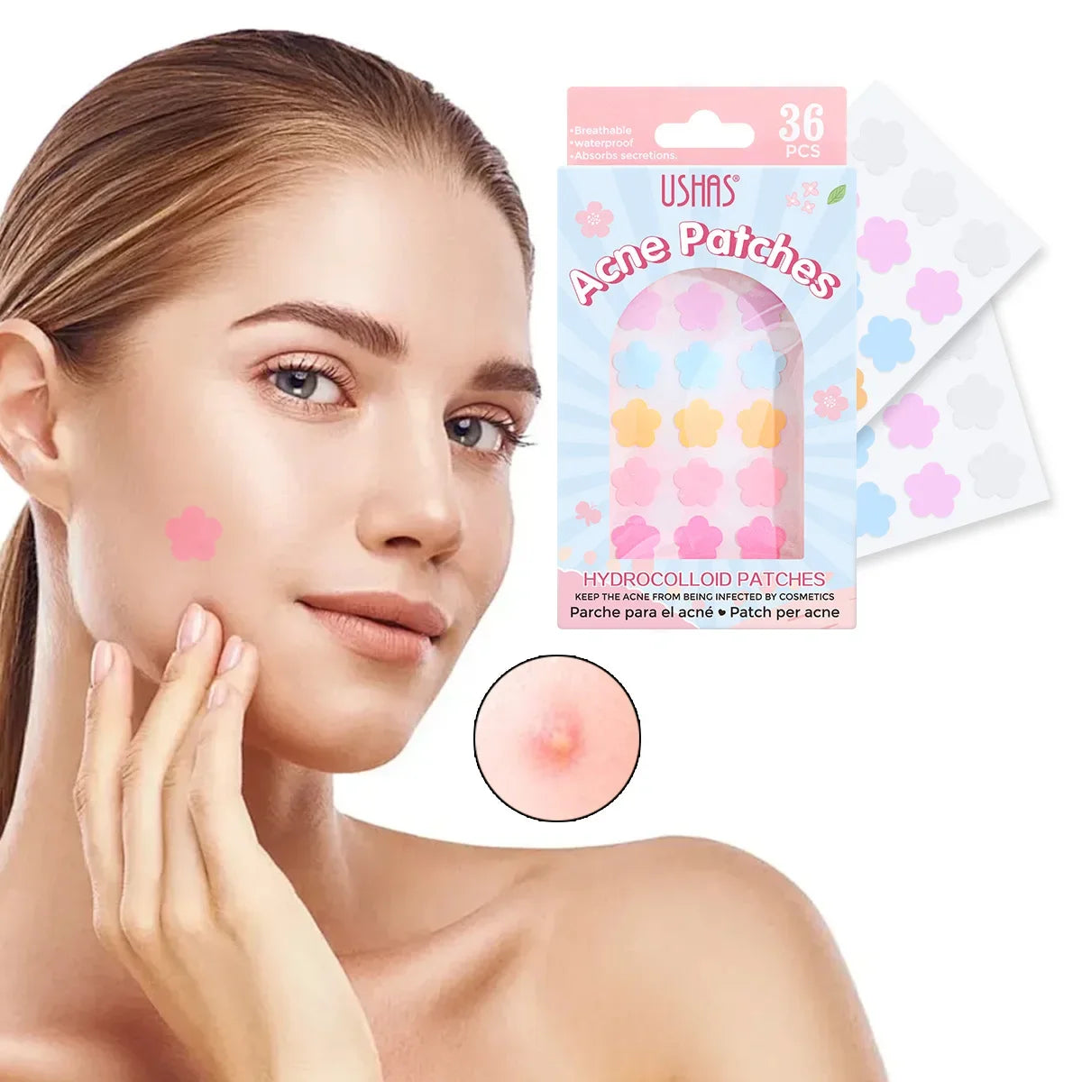 USHAS Hydrocolloid Acne Patches – Flower Concealer Skin Acne Patch HIP