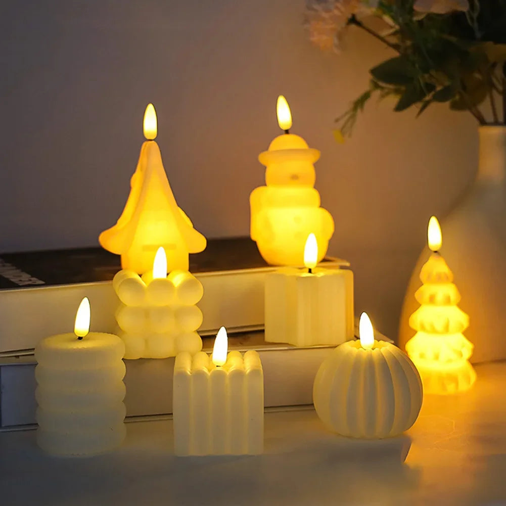 Cartoon LED Flameless Candle Flashing Night Light Creative Flame Home Bedside Atmosphere Light Christmas Halloween Gift HIP