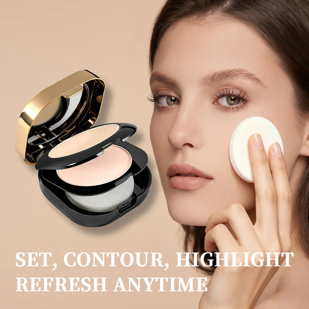 2 Shades Collagen Contour Setting Powder Waterproof Oil Control Matte Finish Brightening Long Lasting Foundation Pressed Powder HIP