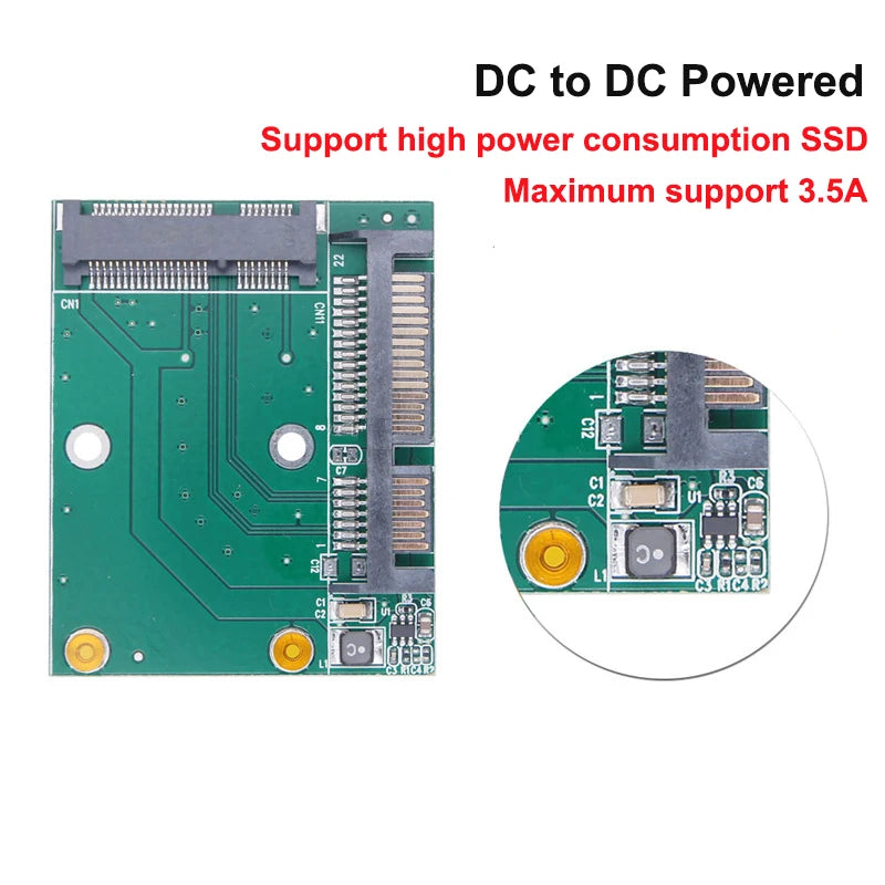 mSATA SSD to SATA 3.0 Adapter Card – 2.5" SATA III Converter SSD Adapter Card HIP DC version
