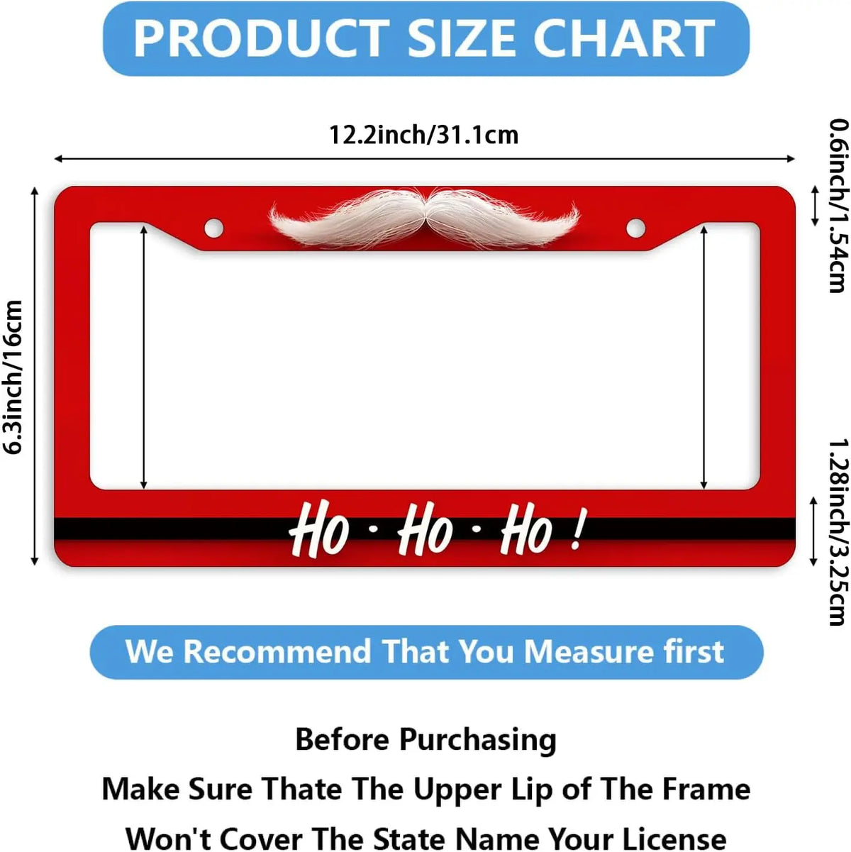 Christmas Santa Beard License Plate Frame – Stainless Steel License Plate Frame HIP