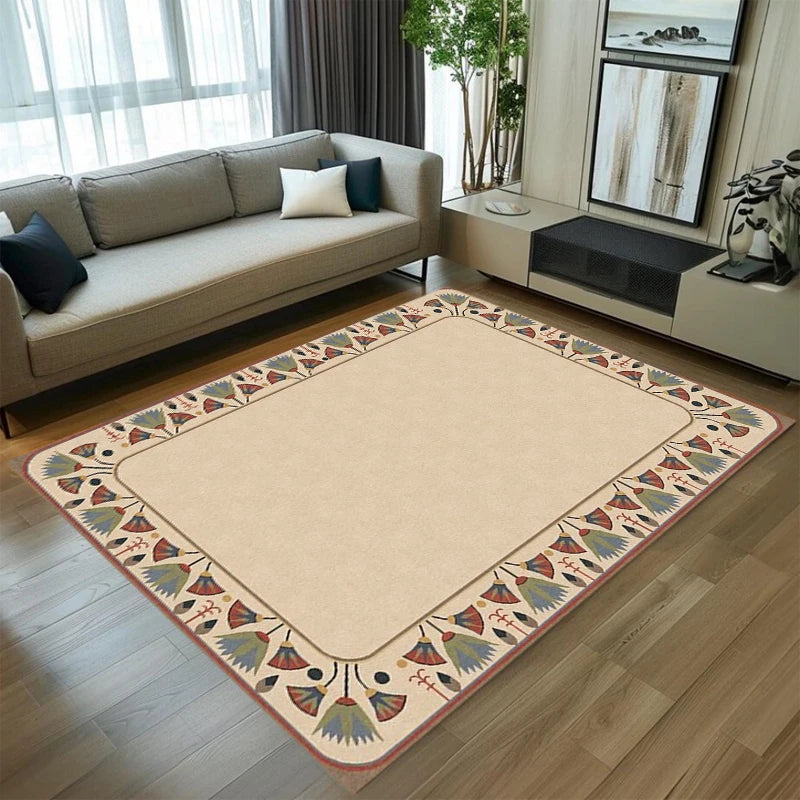 Nordic Boho Floral Area Rug – Non-Slip Beige Minimalist Mat Area Rug HIP 4 120x160-Felt