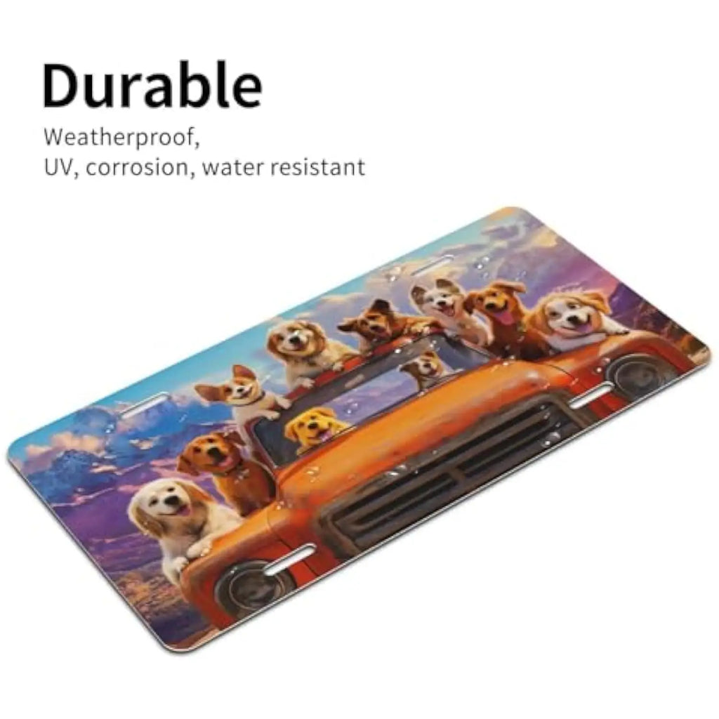 Funny Dogs in Truck Aluminum License Plate Frame | Vanity Tag License Plate Frame HIP
