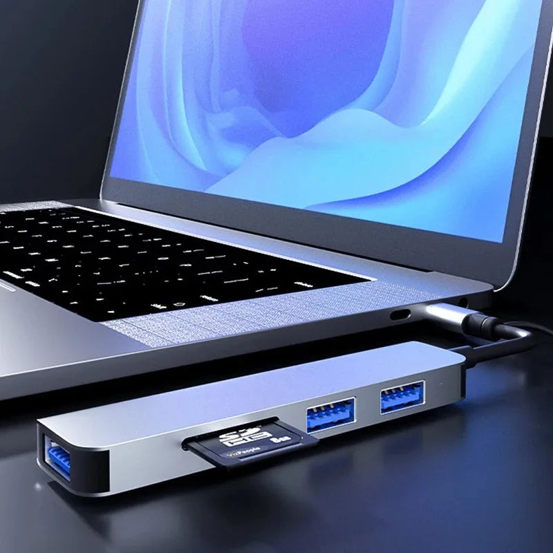 5-in-1 USB-C Hub – USB 3.0, SD & TF Card Reader Adapter USB-C Multiport Hub HIP