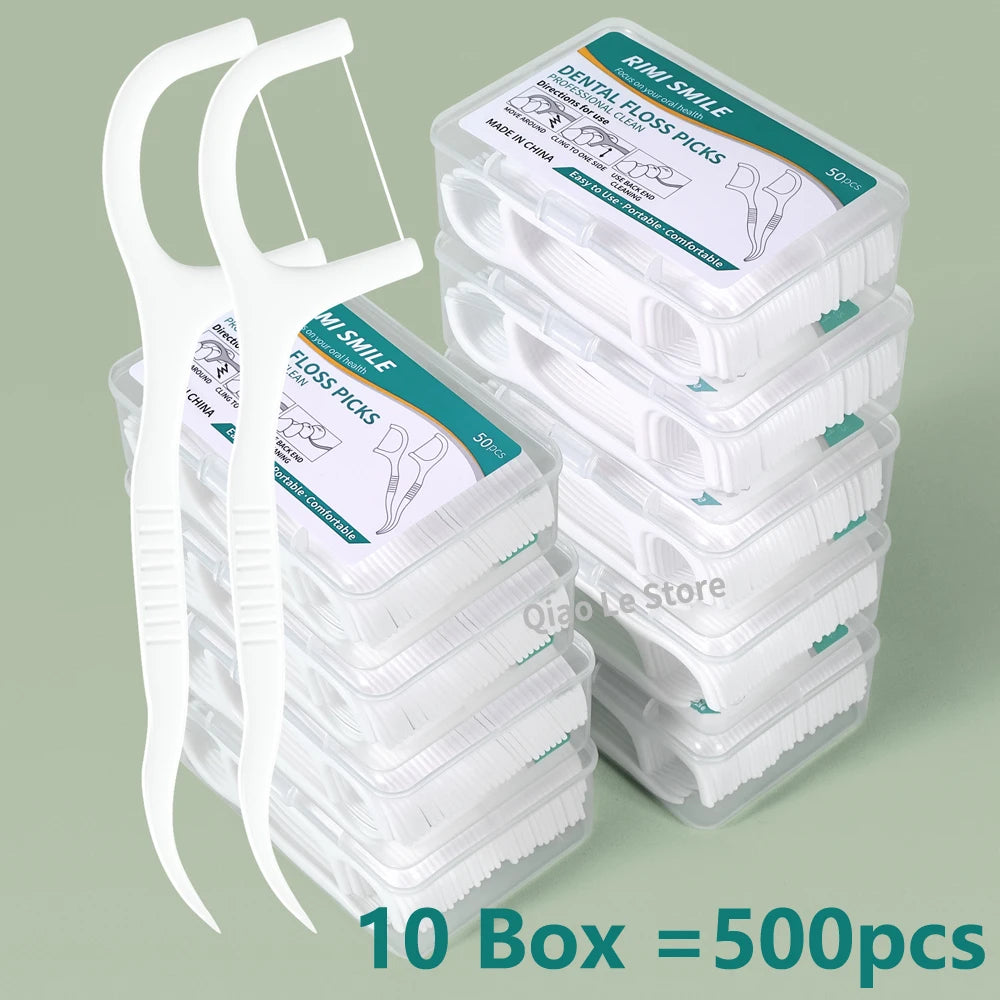 RUZOFO Disposable Dental Floss Picks – 50pc Portable Box Dental Floss Picks HIP C607-10 Box