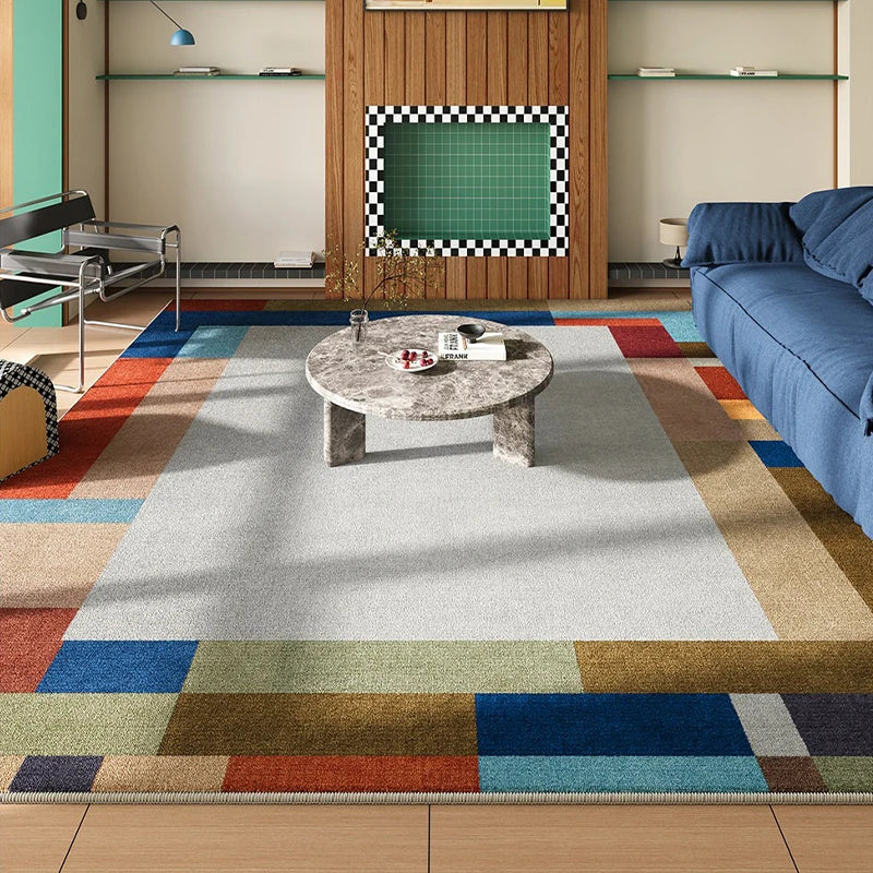 Blue Plaid Plush Area Rug – Stain & Wear Resistant | Large Plush Area Rug HIP GU6350-QD 100x150cm