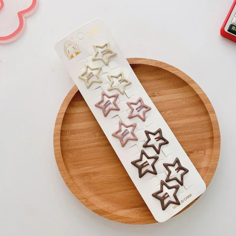 10-Pc Kids Heart & Star Hair Clips – Korean Barrette Set Kids Hair Clips HIP