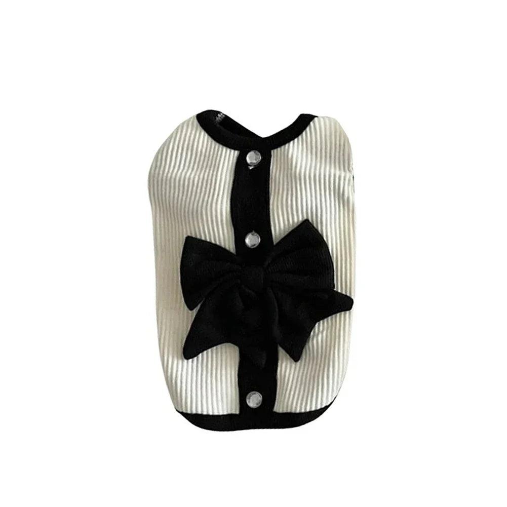 Dog Dress for Small Dogs Luxury Summer Puppy Clothes Bow Lace Dog Skirt Black White Dog T Shirt Girls Dog Costume Chihuahua Vest HIP Shirt XS（old）